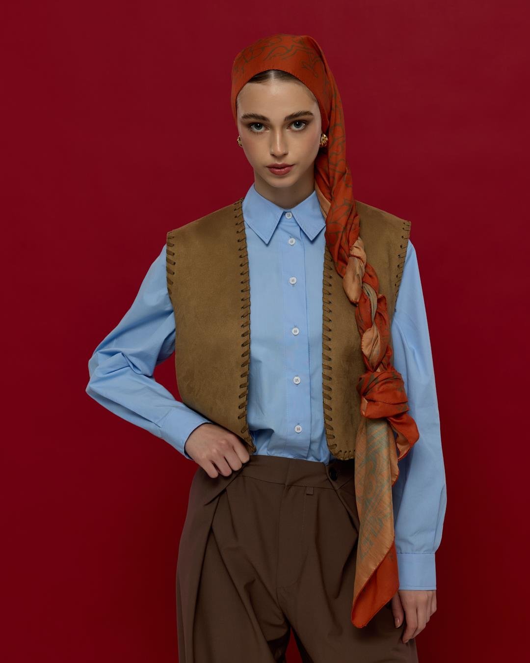 Tarçin & Zeytin Kabuğu Harem Rüyası Desen Şal