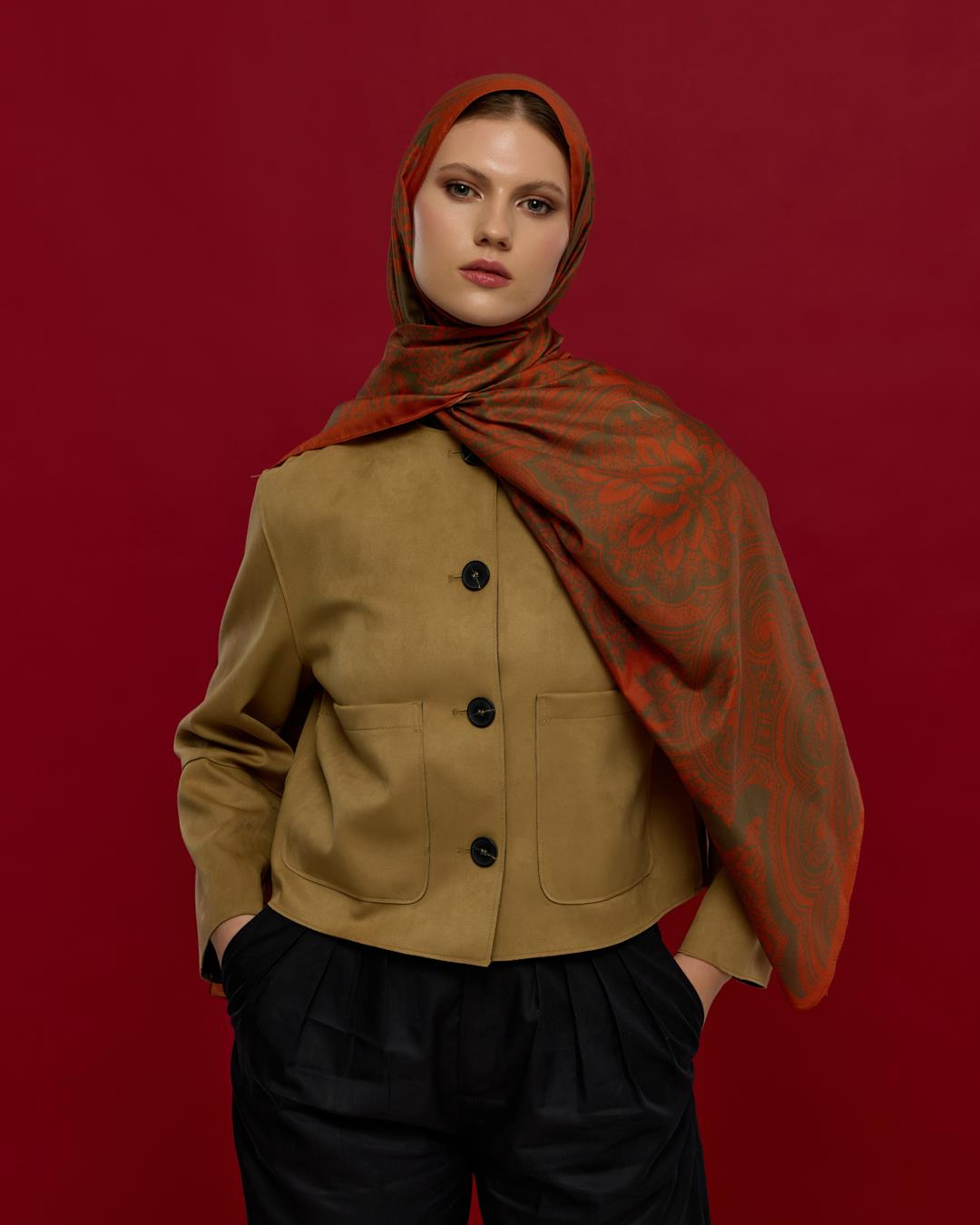 Tarçin & Zeytin Kabuğu Sultani Desen Şal