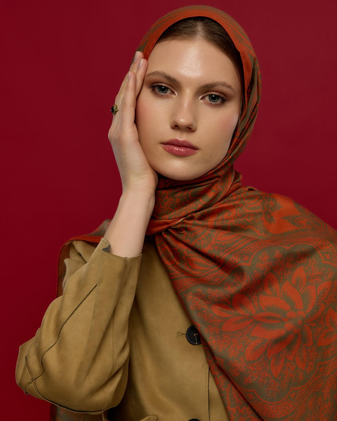 Tarçin & Zeytin Kabuğu Sultani Desen Şal