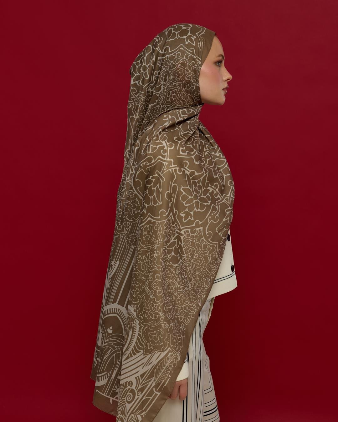 Toprak & Krem Fısıltı Harem Rüyası Desen Şal