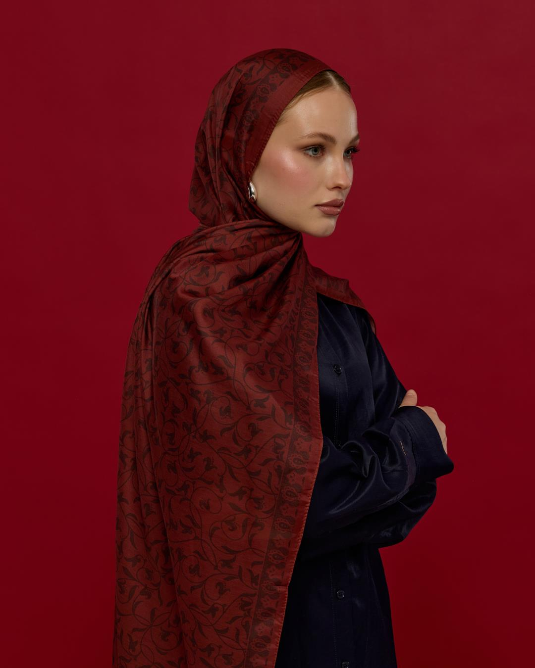 Tuzlu Karamel & Kestane Kabuğu Lale Bahçesi Desen Şal