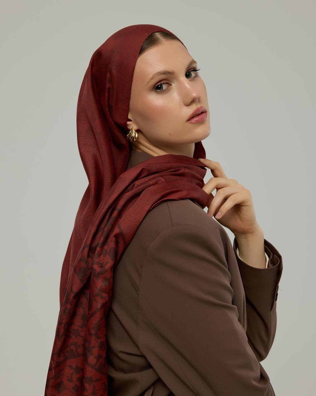 Tuzlu Karamel & Kestane Kabuğu Saraylı Desen Şal