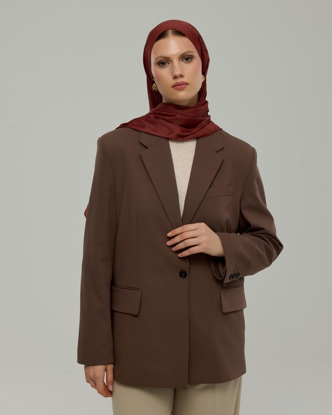 Tuzlu Karamel & Kestane Kabuğu Saraylı Desen Şal