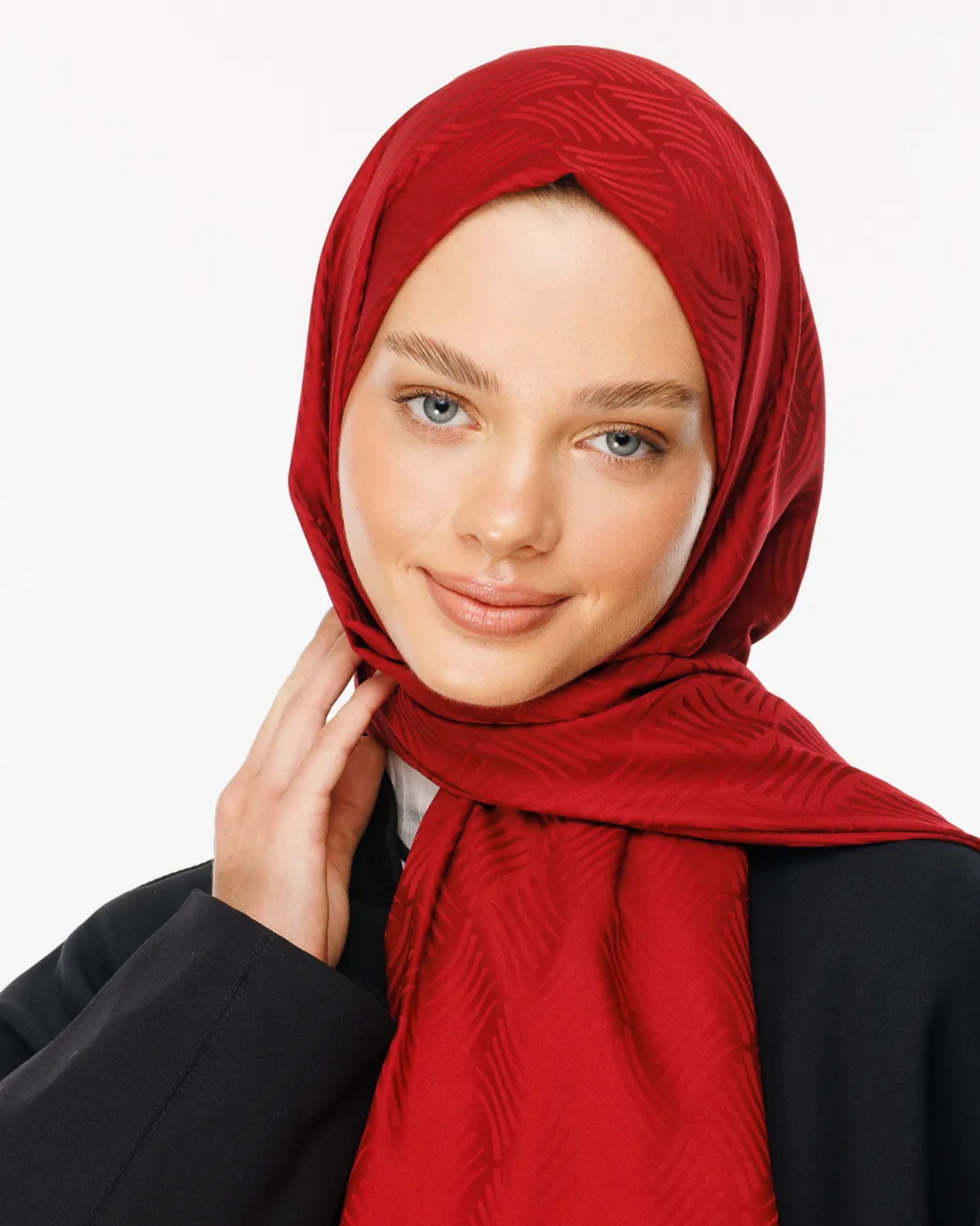 Vişne Çürüğü Aura Desen İpeksi Jakar Şal