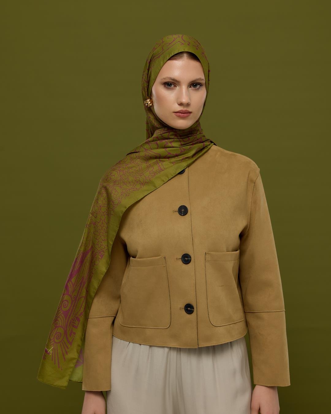 Zeytin Çiçeği & Mürdüm Harem Rüyası Desen Şal