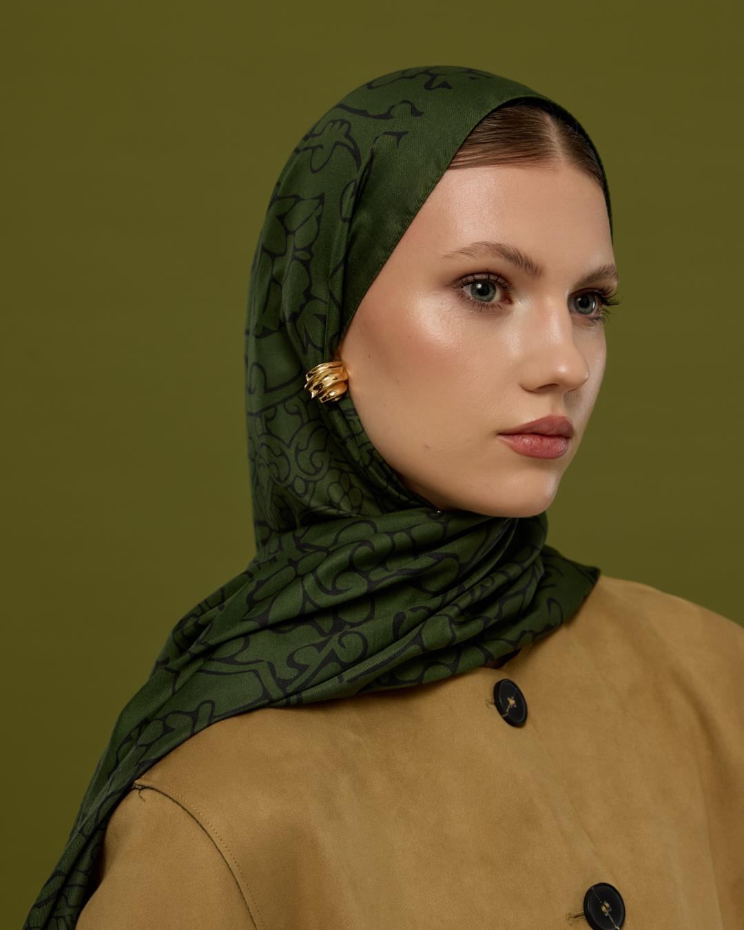 Zeytin & Siyah Harem Rüyası Desen Şal