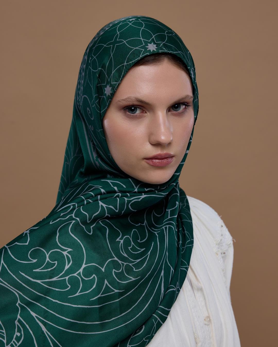 Zümrüt & Krem Efsunlu Desen Şal