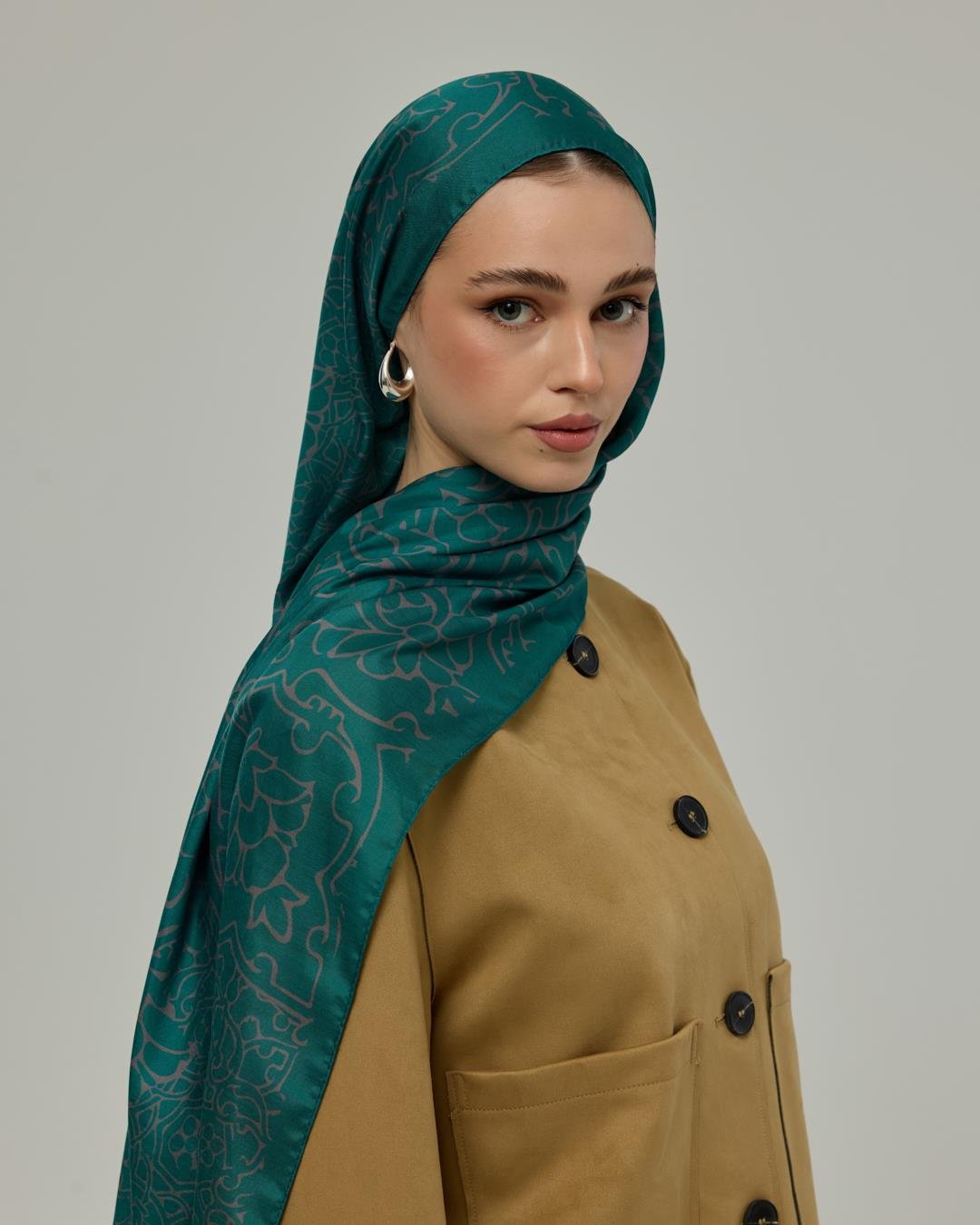 Zümrüt & Lavanta Çizgisi Harem Rüyası Desen Şal
