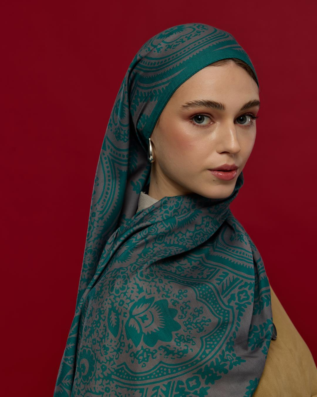 Zümrüt & Lavanta Çizgisi Sultani Desen Şal