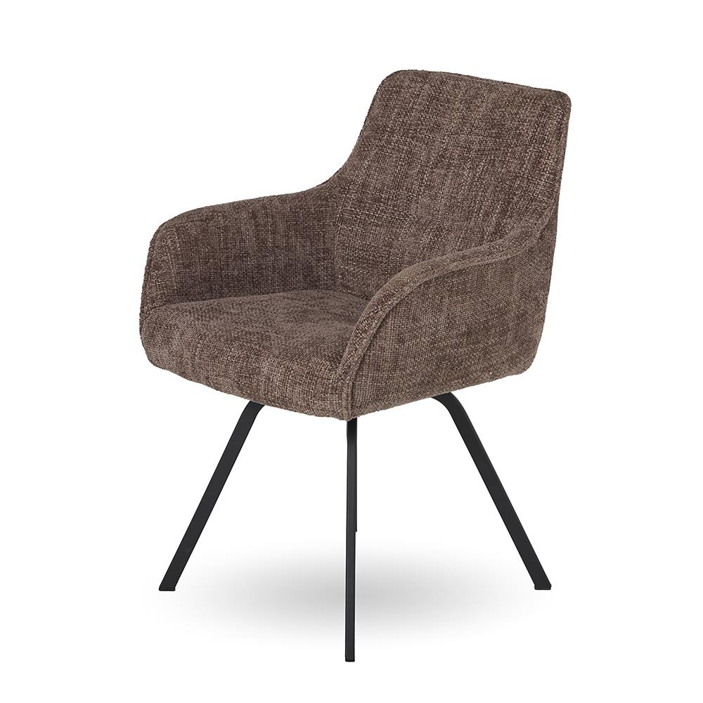 9015 Kollu Yemek Sandalyesi-Fabric Regenade (410) Wood (3521)-Base Matt Black