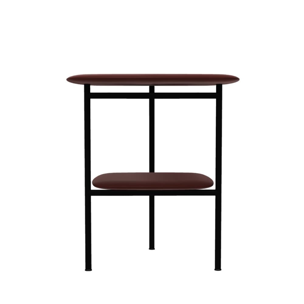 Adrian 45 Alçak Yan Sehpa-Frame Varnished Matt Black-Bronzed Brass-Tabla Glossy Cherry-(ADRTB45)