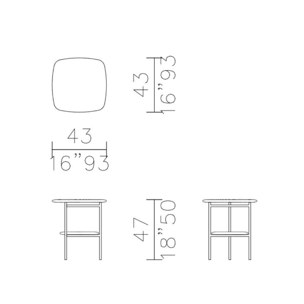 Adrian 45 Alçak Yan Sehpa-Frame Varnished Black -Top Glossy Brick