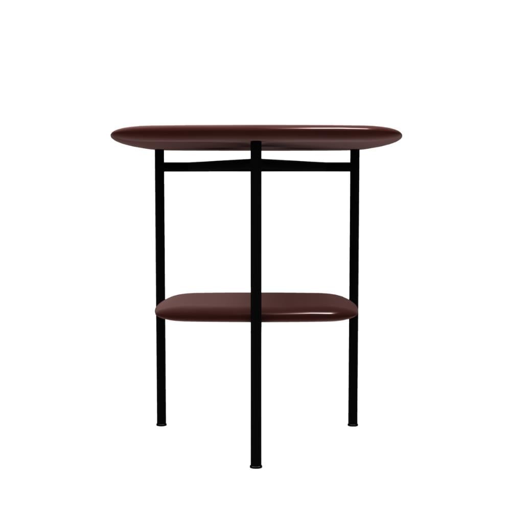 Adrian 45 Alçak Yan Sehpa-Frame Varnished Matt Black-Bronzed Brass-Tabla Glossy Cherry-(ADRTB45)