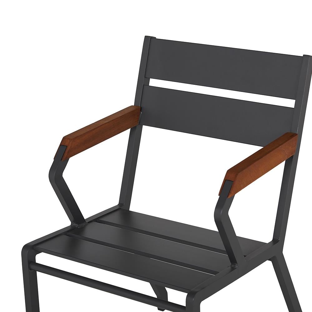 Aluminyum Ahşap Kollu Sandalye 50x60x85 cm- Antrasit - Minderli