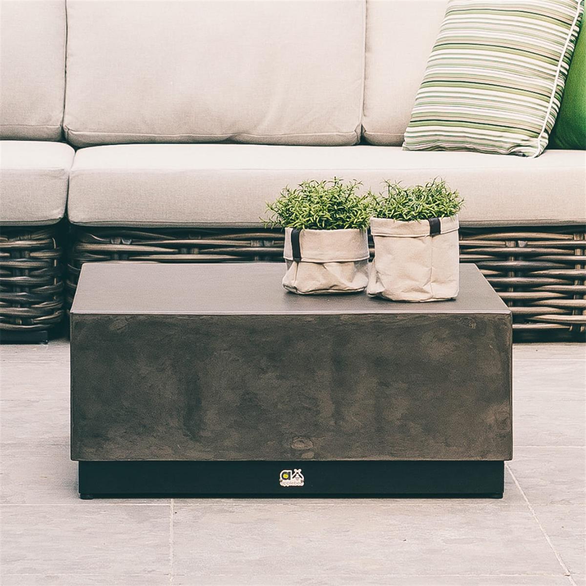 Crete Orta Sehpa-Leg Black-Top Lava