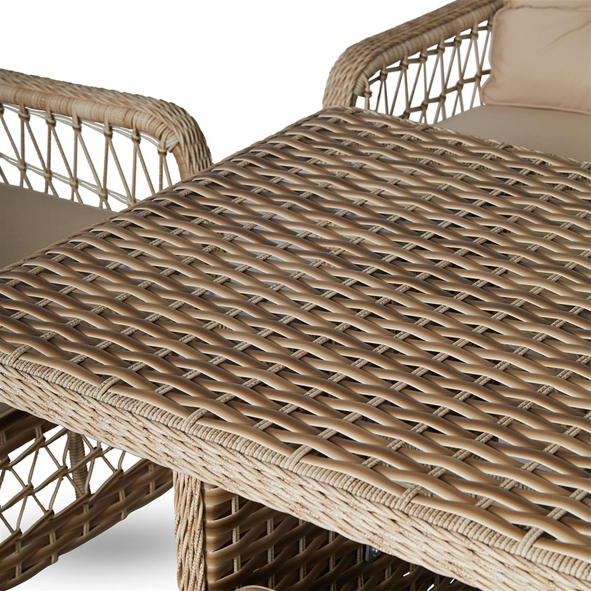 Aspendos Oturma Grubu- Alüm. Rattan Örgülü-  (1 üçlü, 2 tekli, 1 masa, 2 puf )- Bal Renk