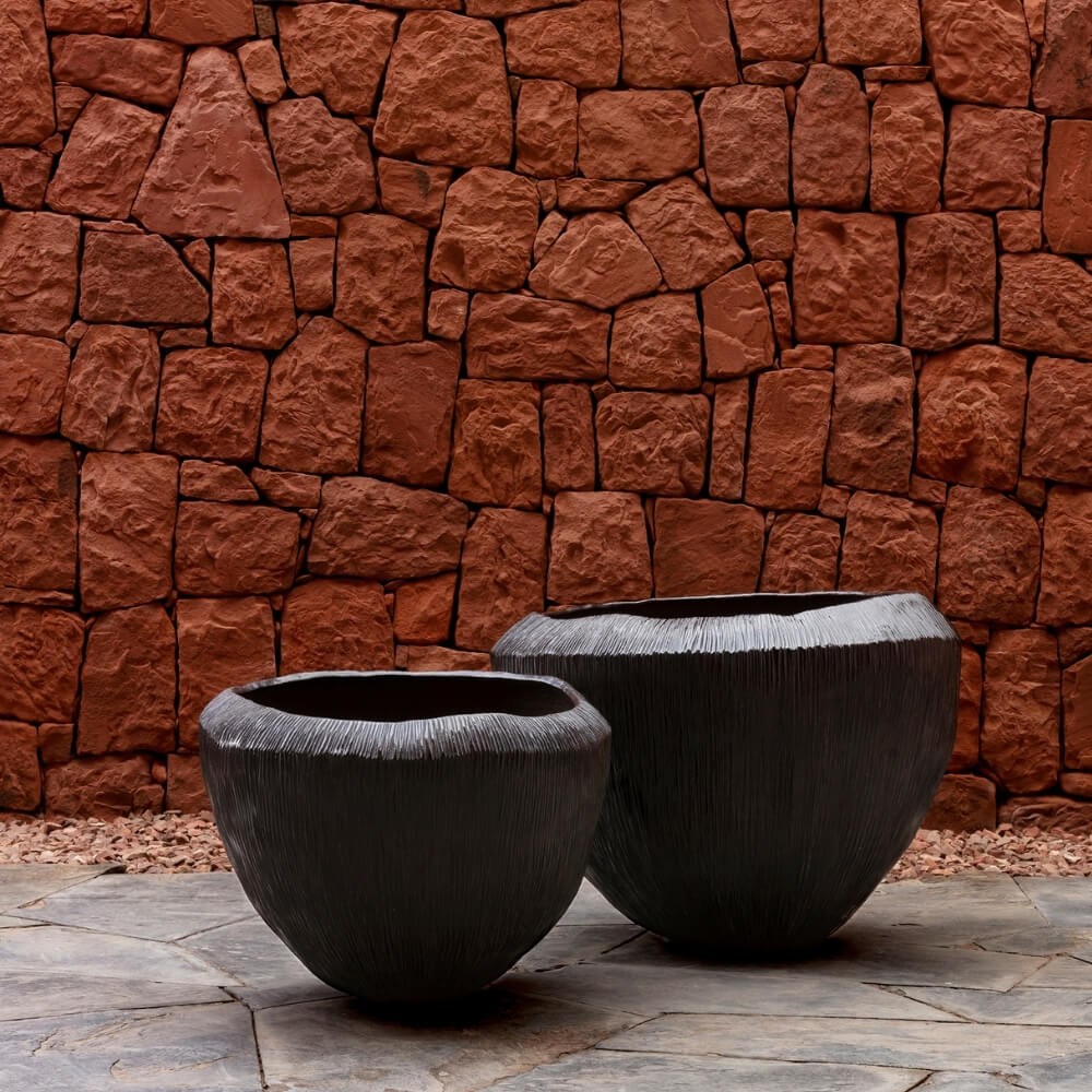 Atlantis Pot Saksı (78)-Oval Metalic-Black