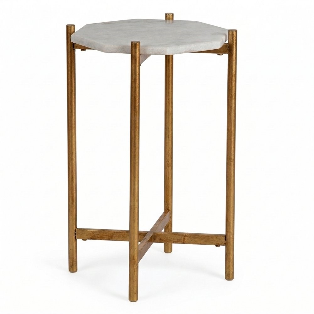 Bassett Mirror Mixson Altıgen Gold Yan Sehpa