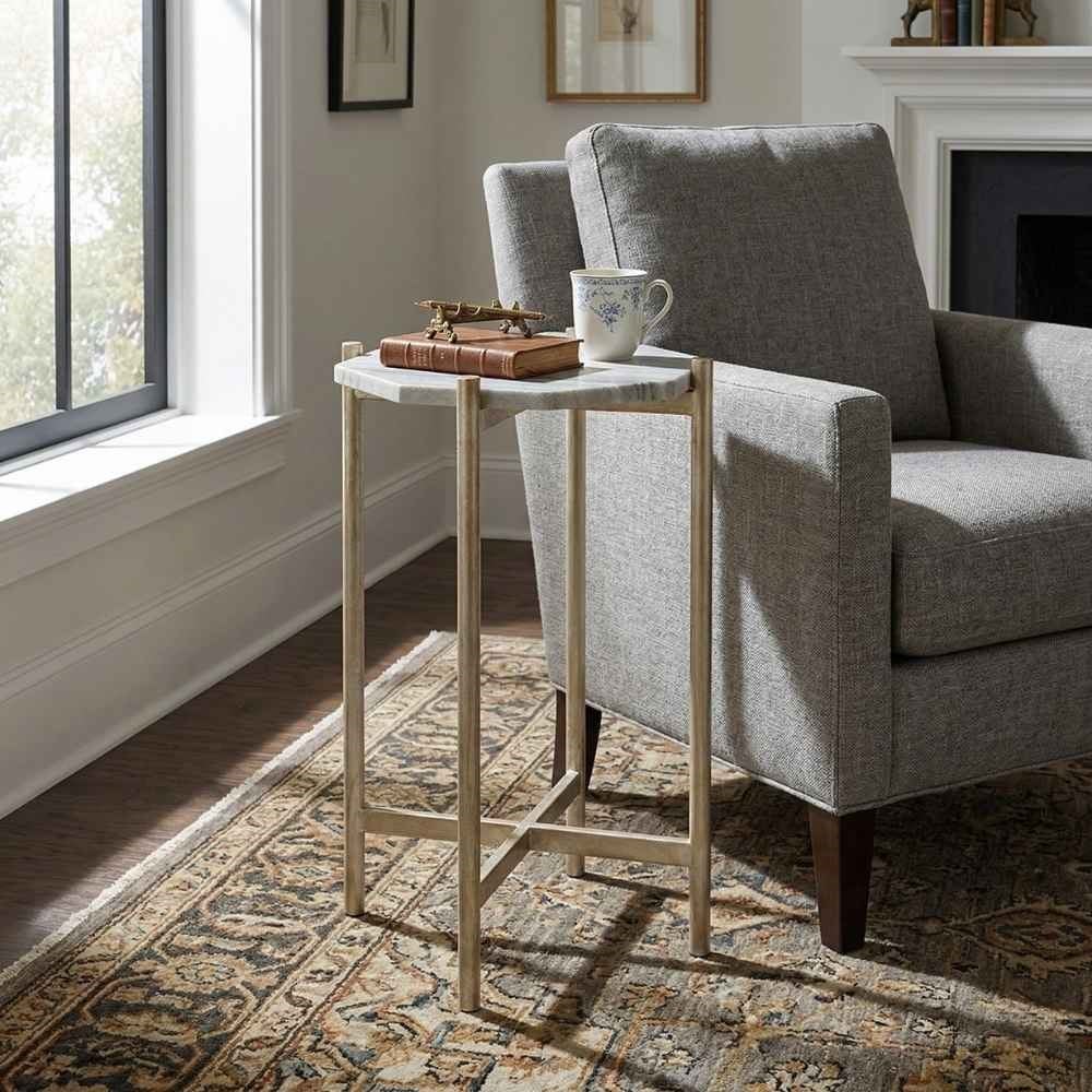 Bassett Mirror Mixson Hexagonal Silver Side Table