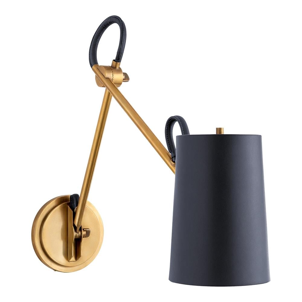 Benton Aplik-Natural Pirinç-Lacivert Deri Detaylı