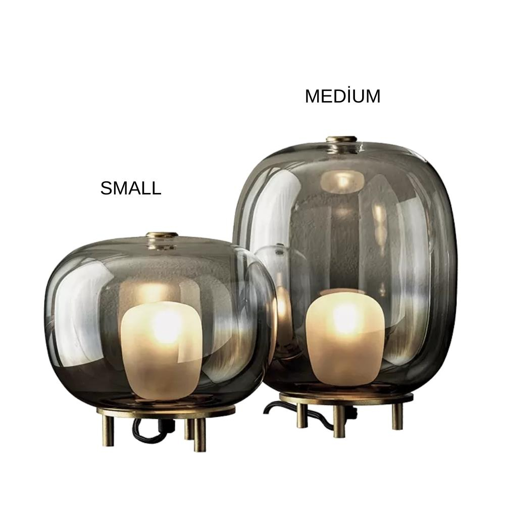Blow Masa Aydınlatması (21)-Base Natural Brass (M352)-Lamo Transparent (V001)