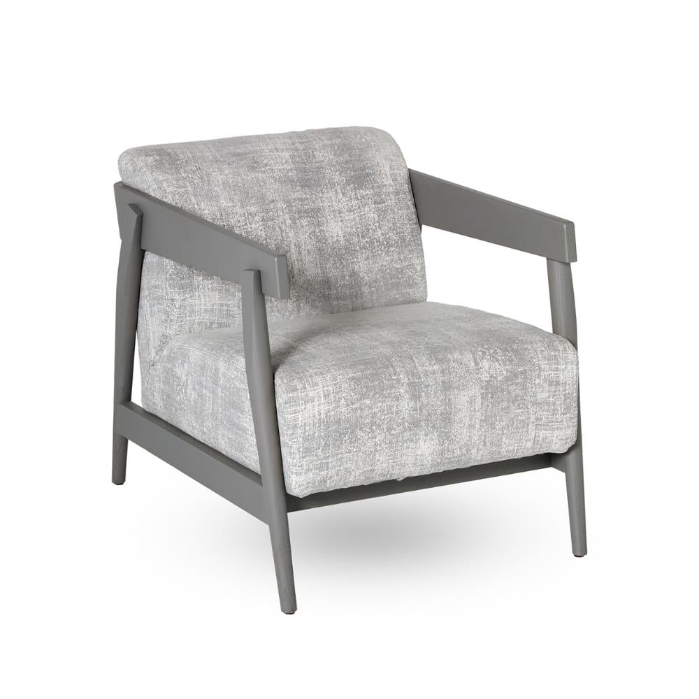 Brick 305 Tekli Koltuk – Wood Finish: Grey lacquered oak -  Fabric: Jeans Grigio (Cat:D) – 71x89xh77 cm