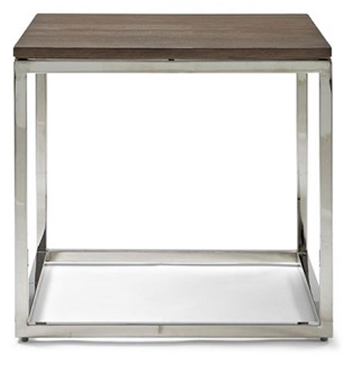 Broadway Meşe Tablalı Paslanmaz Çelik Yan Sehpa / Flax Fınısh