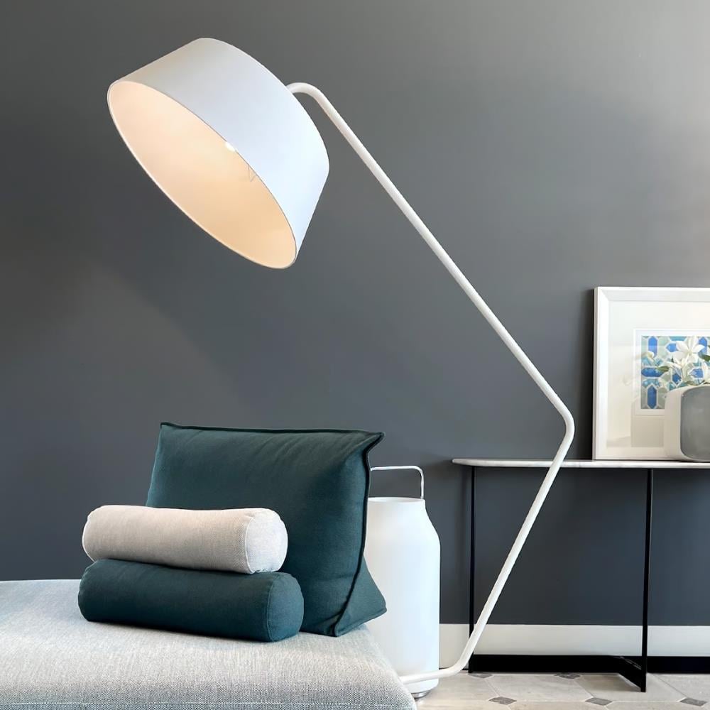 Bul Yer/Okuma Lambası-White-Structure İn Satin White Painted Metal With White Opal Chintz Shade