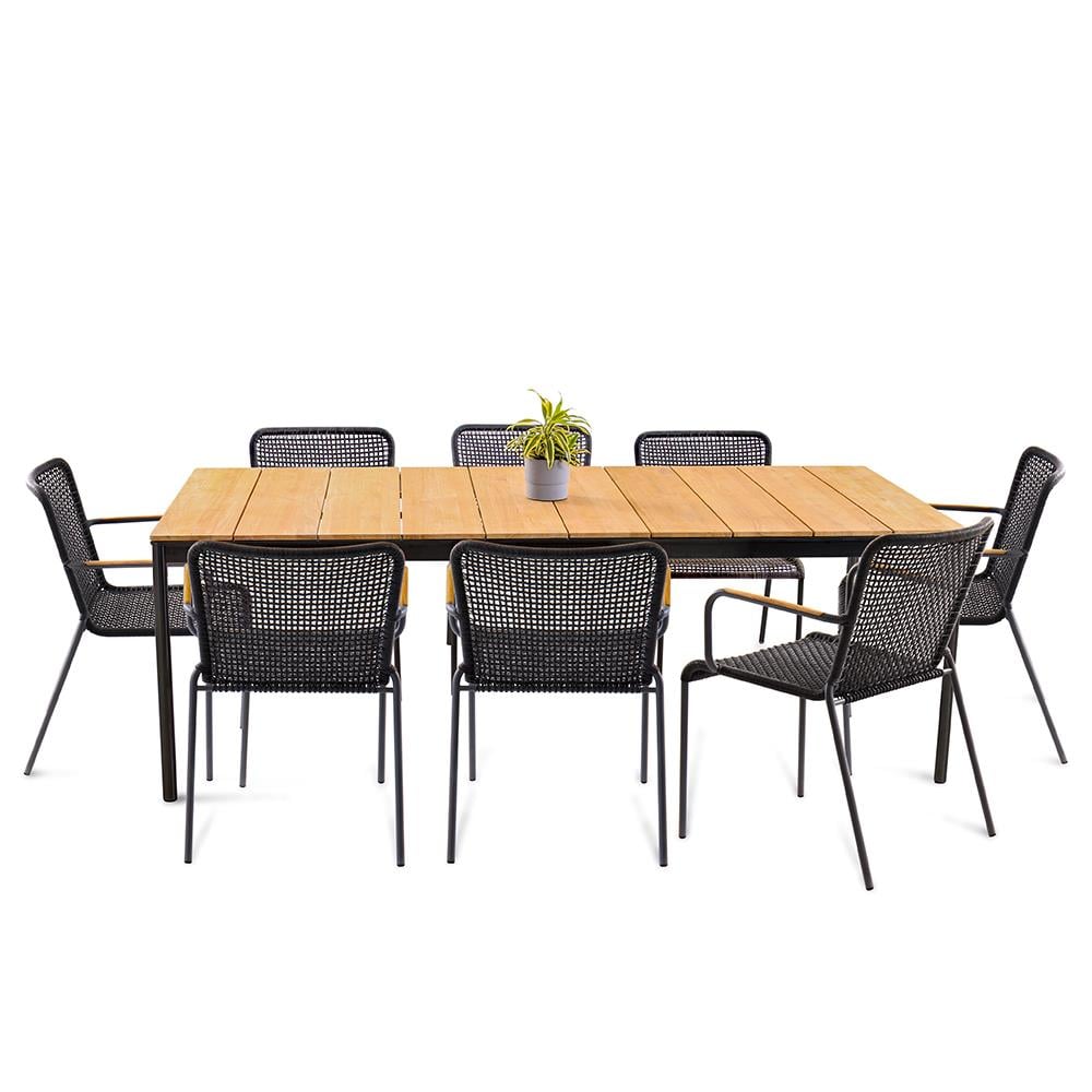 Capri Kollu Sandalye-Frame Anthracite-Fabric Charcoal Loom