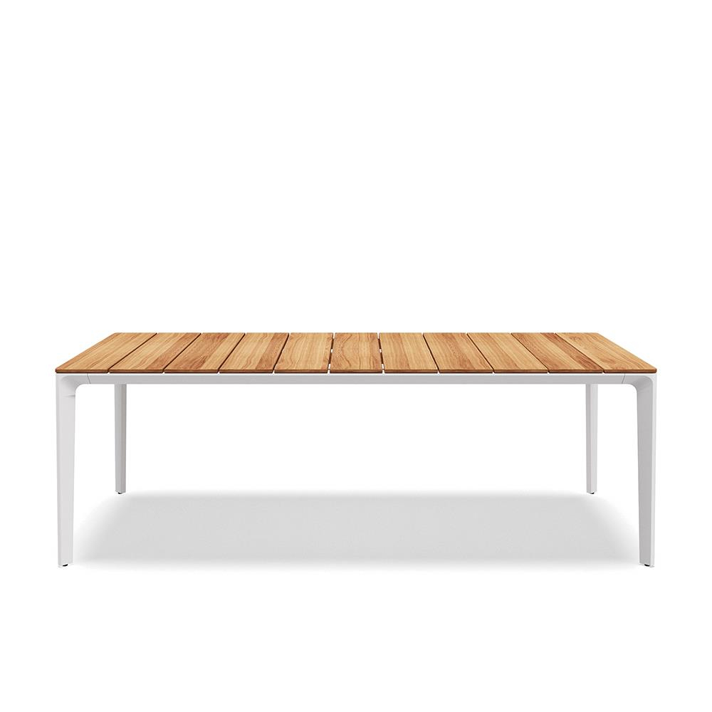 Carver Dikdörtgen Yemek Masası (220 cm)-İskelet White-Tabla Teak