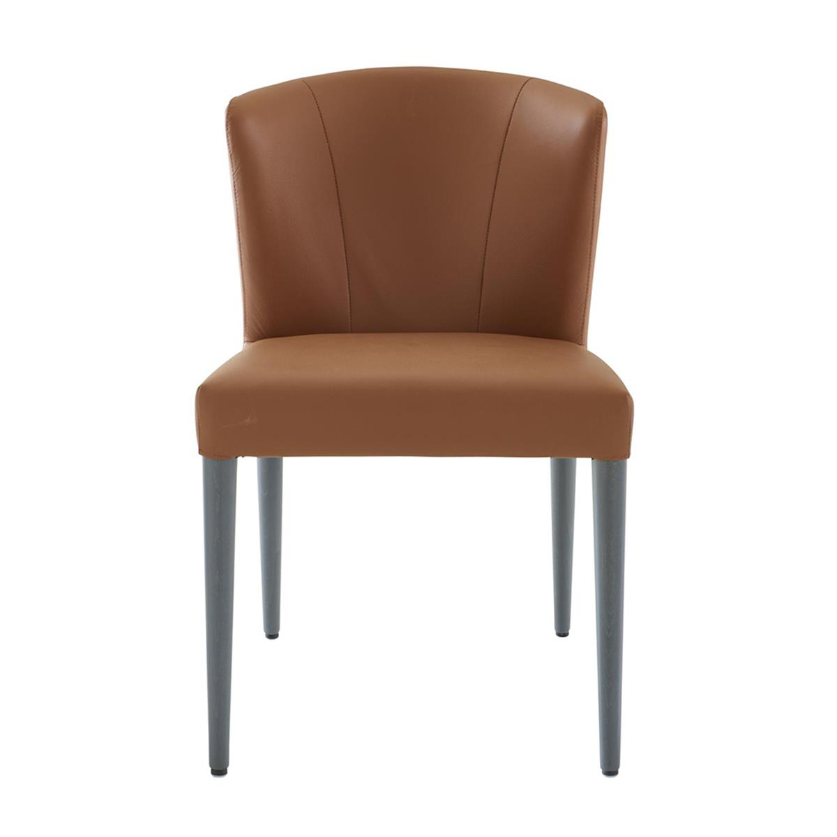 Circa Kolsuz Sandalye-Deri Gold Marron-Feet Antrasit-Stained Beech-(2 Adet)