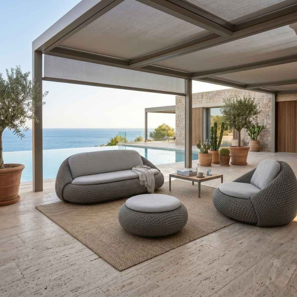 Dedon Atolo Pine Silver Ottoman