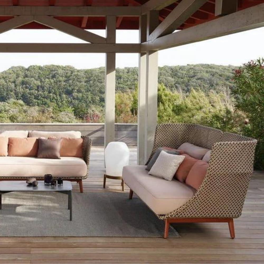 Mbarq Yüksek Sırtlı Üçlü Kanepe-Pepper(115)-(Sunbrella Minder Dahil)