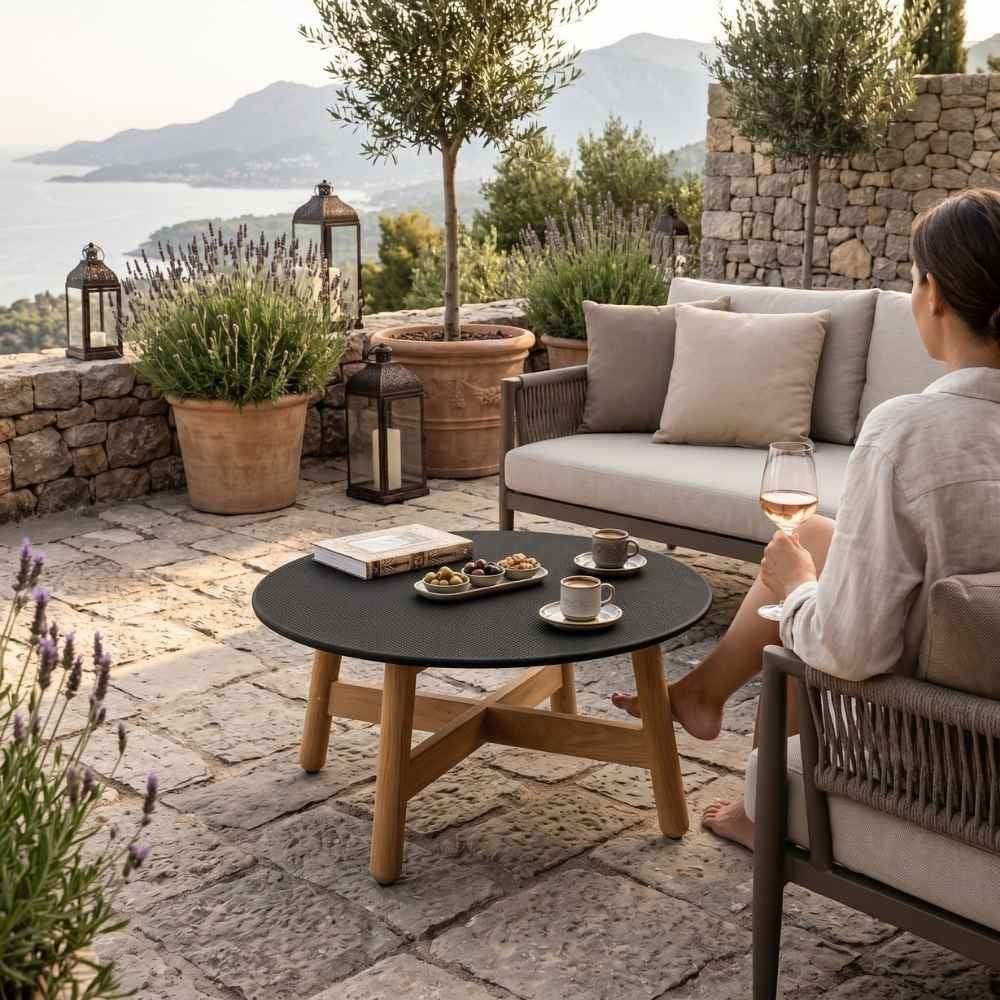 Dedon Mbrace Black Teak Coffee Table