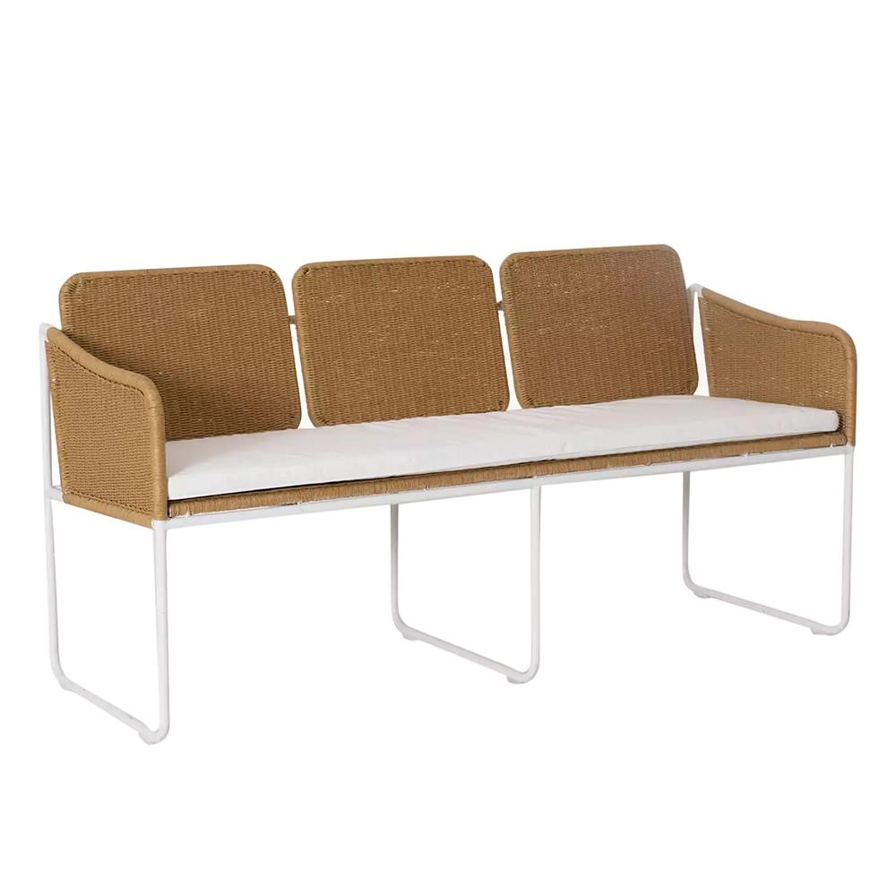 Dining Chair 3 Seater- Iron White Matt-Loom Natural