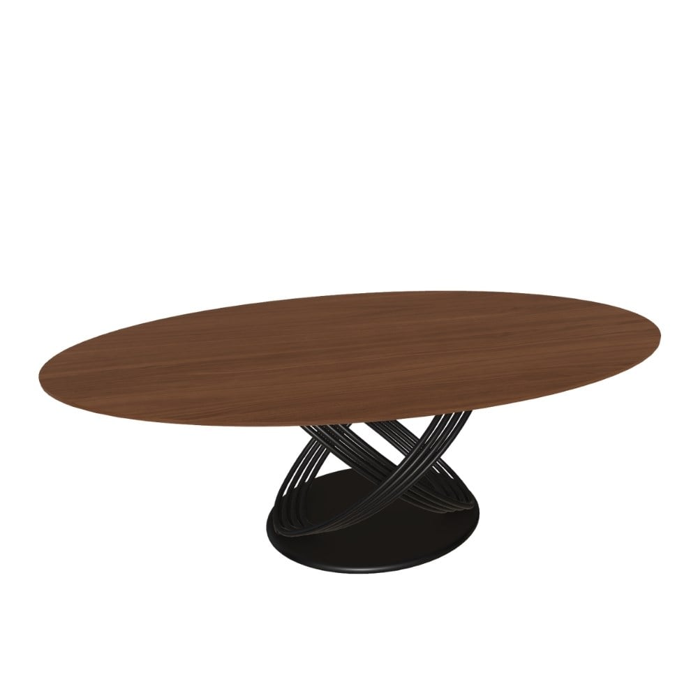 Fusion Yemek Masası (200) - Frame Lacquered Matt Black (M055) - Top Veneer Walnut (L036)