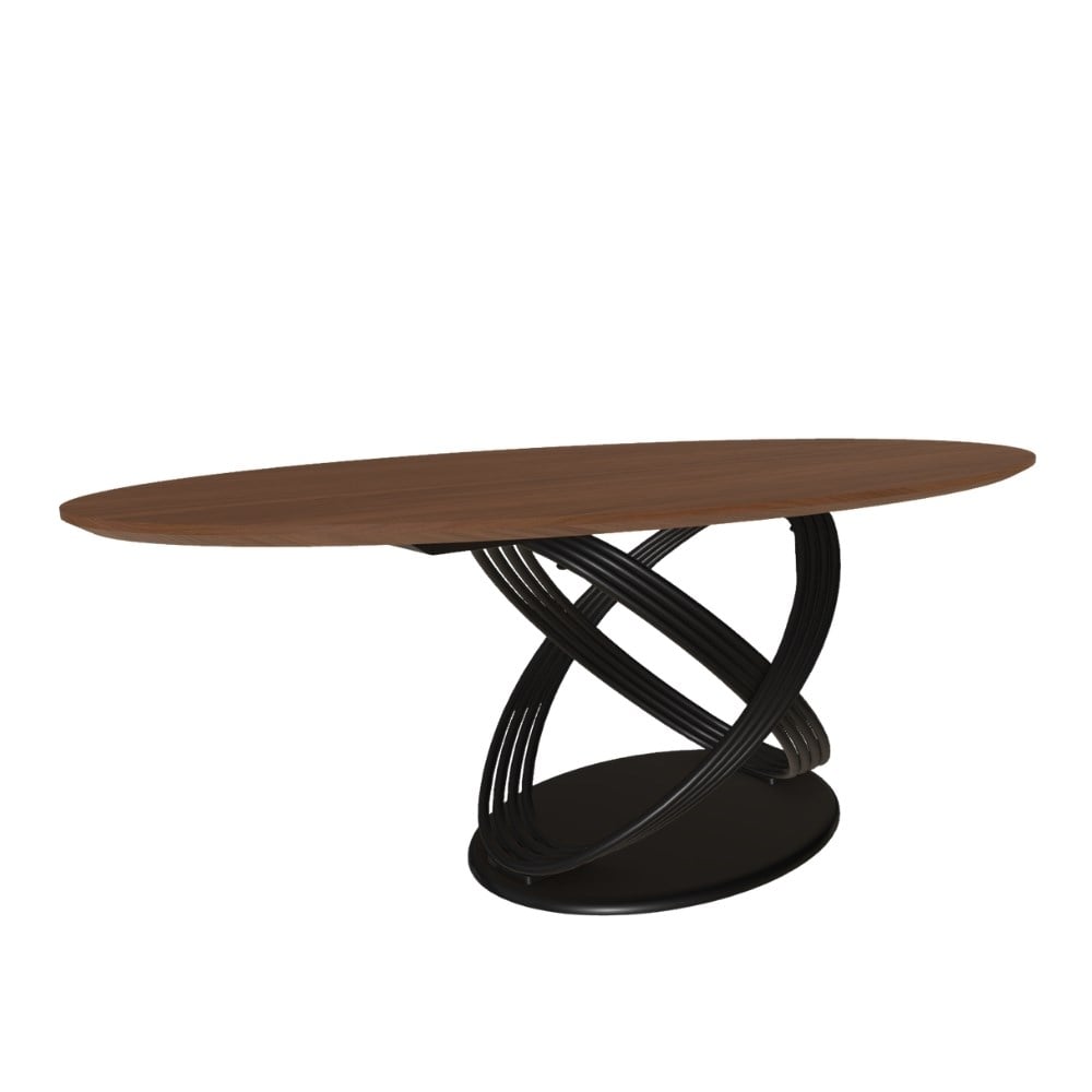 Fusion Yemek Masası (200) - Frame Lacquered Matt Black (M055) - Top Veneer Walnut (L036)