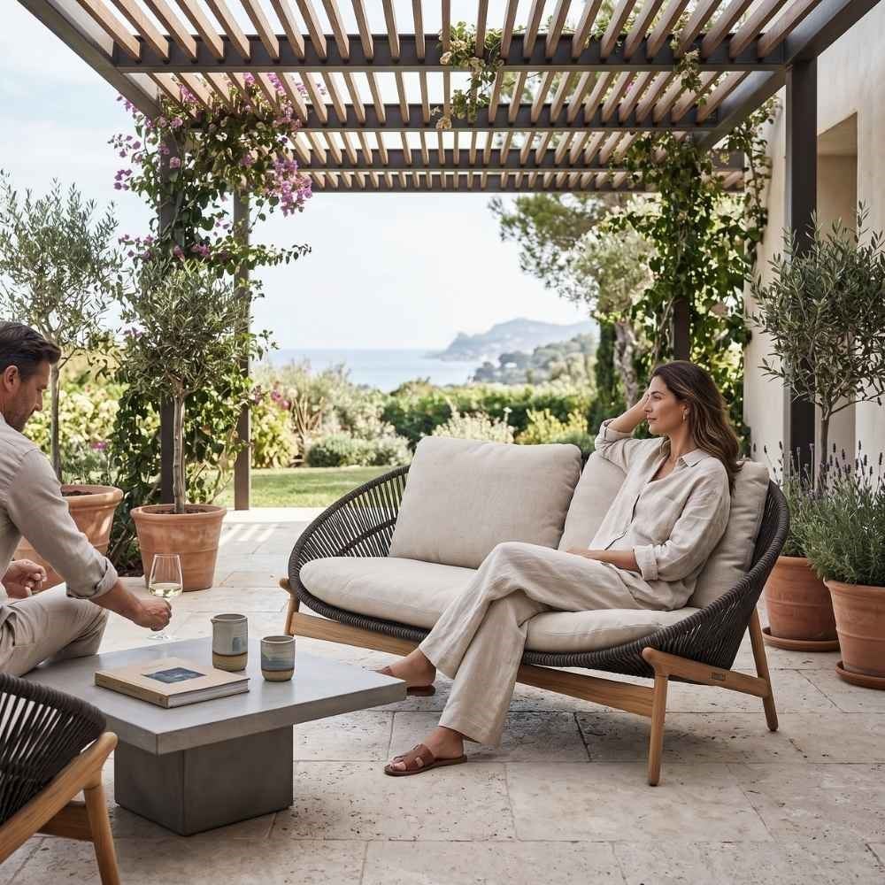Gloster Bora Umber Wicker İkili Kanepe