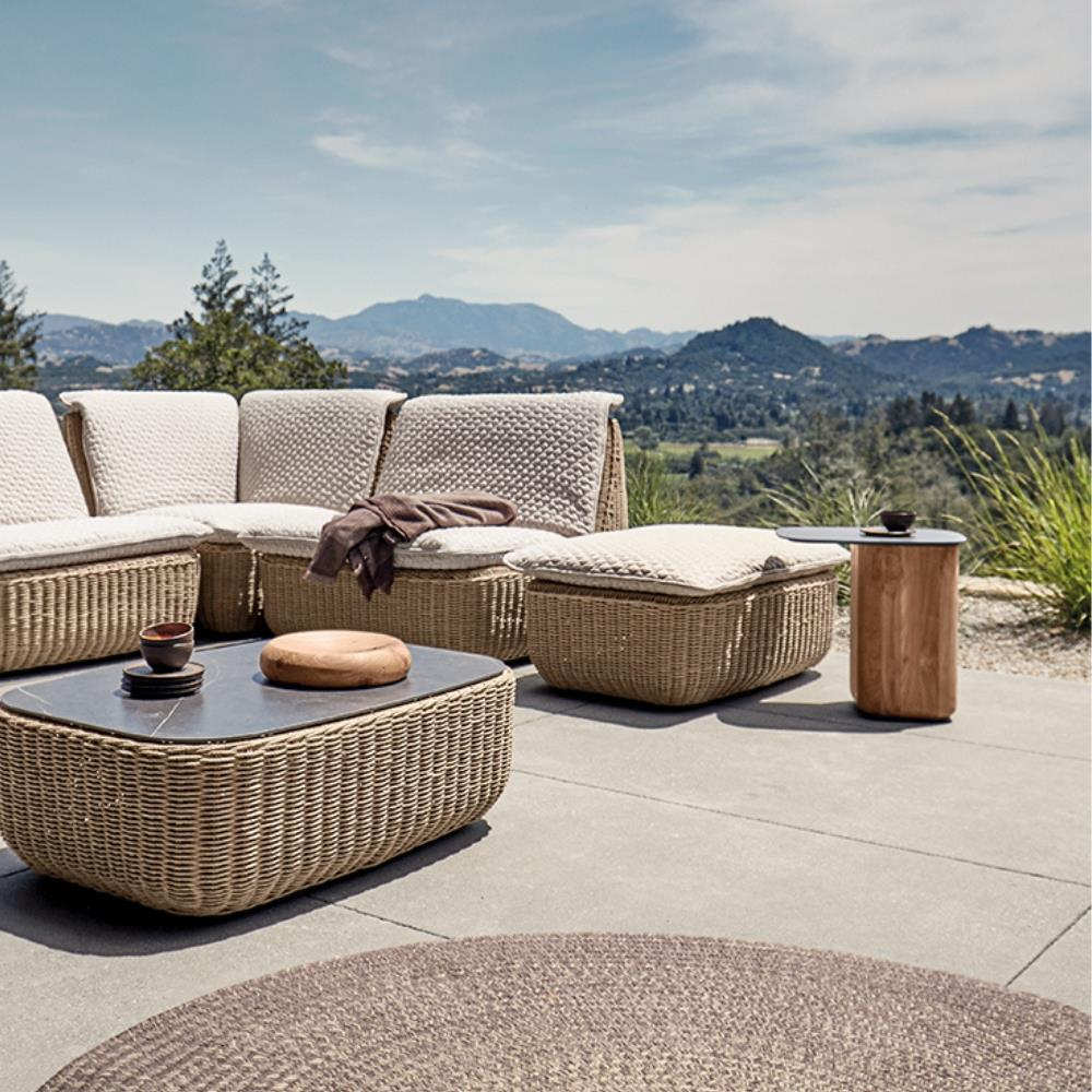 Omada Yan Sehpa - Teak - Bianco Ceramic