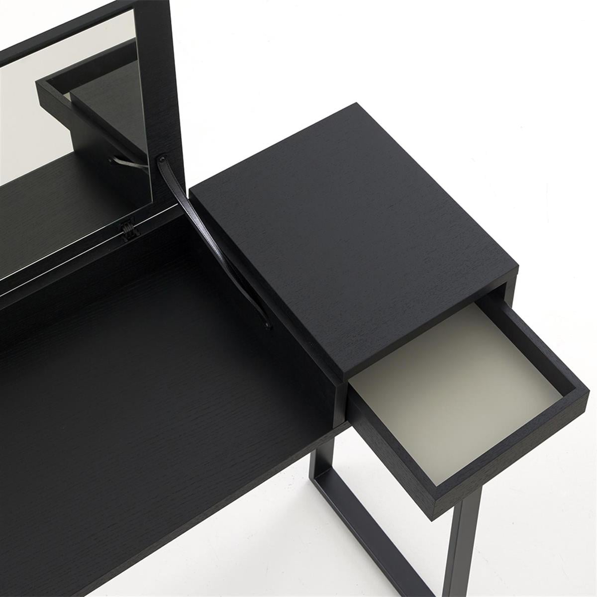 Hellobye Konsol/Makyaj/Tuvalet Masası - Black Staıned Ash veneer-Black Lacquered Steel Structure