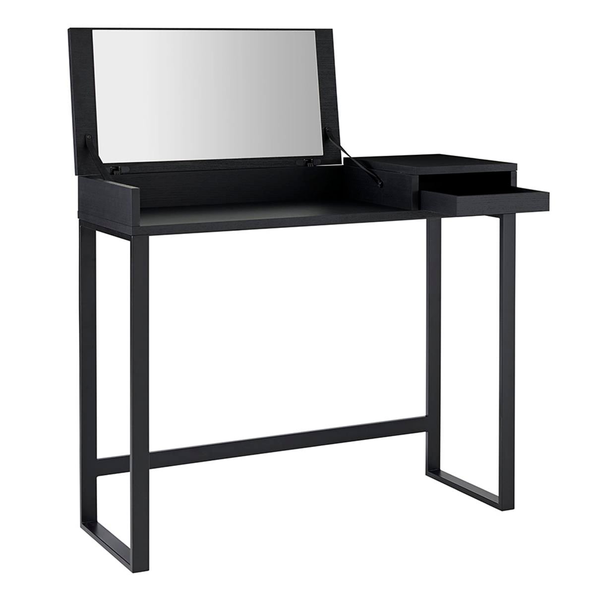 Hellobye Konsol/Makyaj/Tuvalet Masası - Black Staıned Ash veneer-Black Lacquered Steel Structure