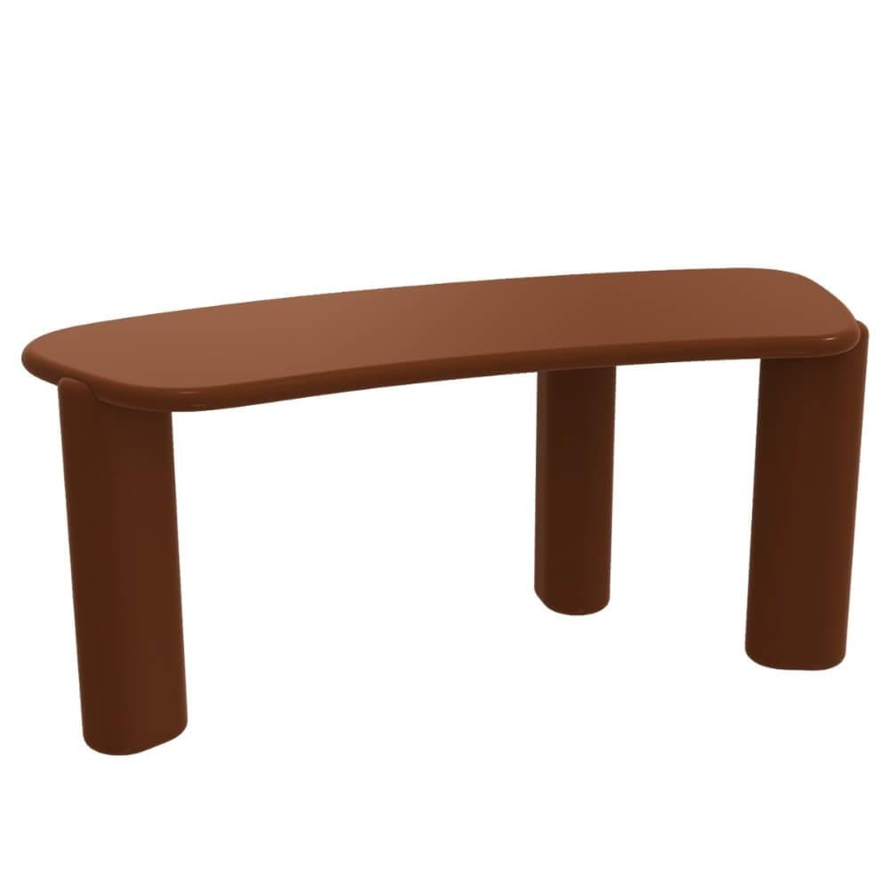 Henry Desk-Frame Glossy Lacquer Brick - Desk Pad Saddle Leather Brown 02