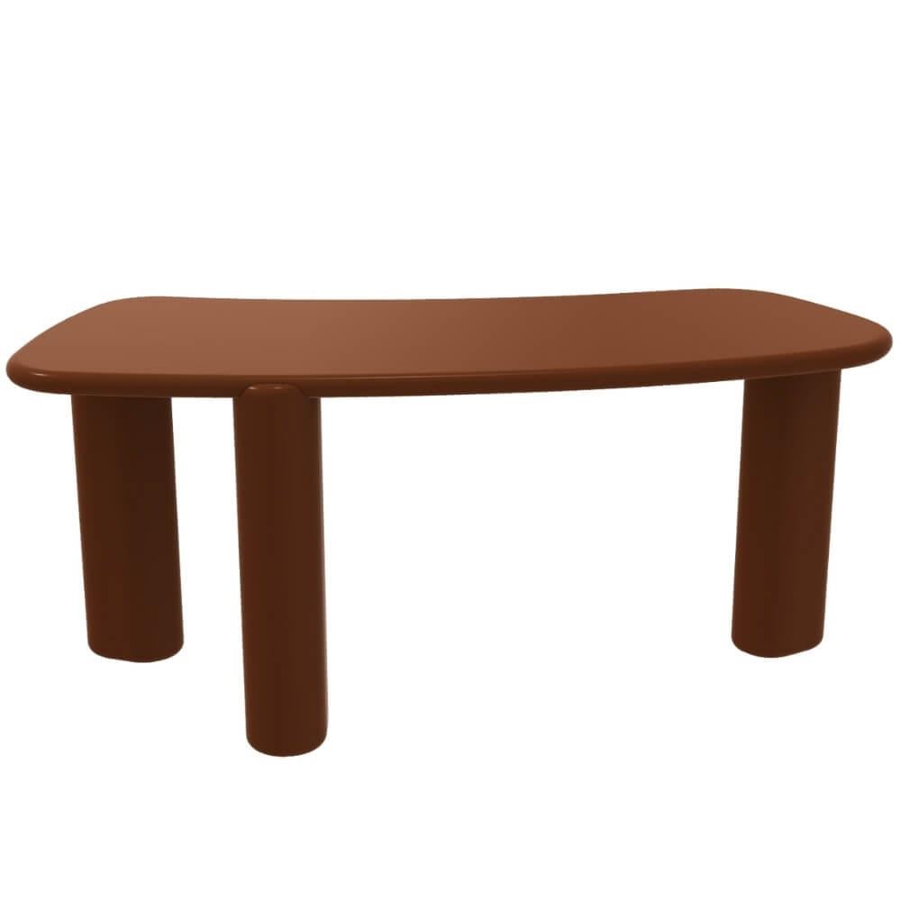 Henry Desk-Frame Glossy Lacquer Brick - Desk Pad Saddle Leather Brown 02