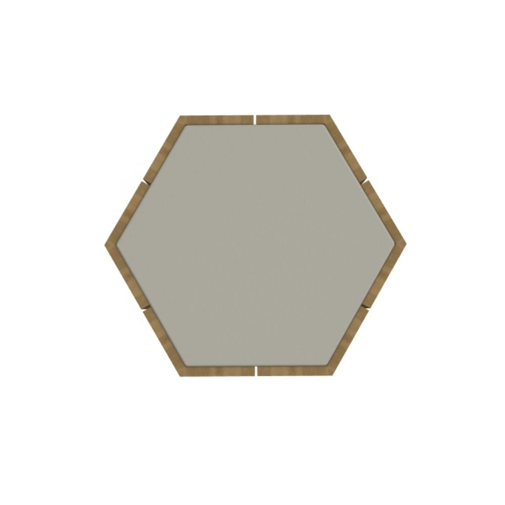 Hexagon Teak Yan Sehpa -Top Linen (L10) -50 cm