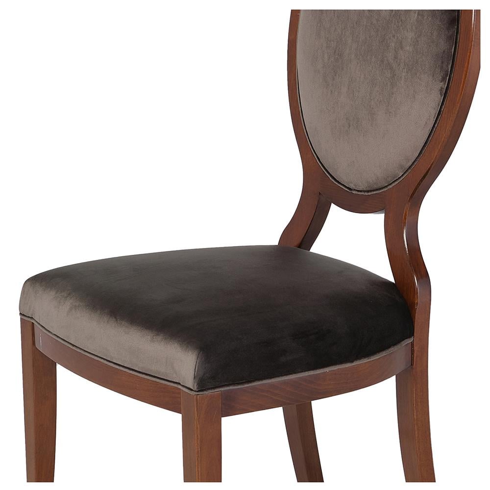 Hugo Kolsuz Sandalye - Fab:Diamond Mud S3A49 - Fin:OO - Antique walnut-coloured On Shallac Base- 50x56/106/47