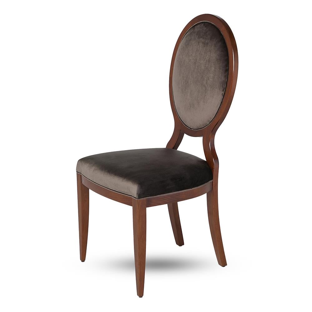 Hugo Kolsuz Sandalye - Fab:Diamond Mud S3A49 - Fin:OO - Antique walnut-coloured On Shallac Base- 50x56/106/47