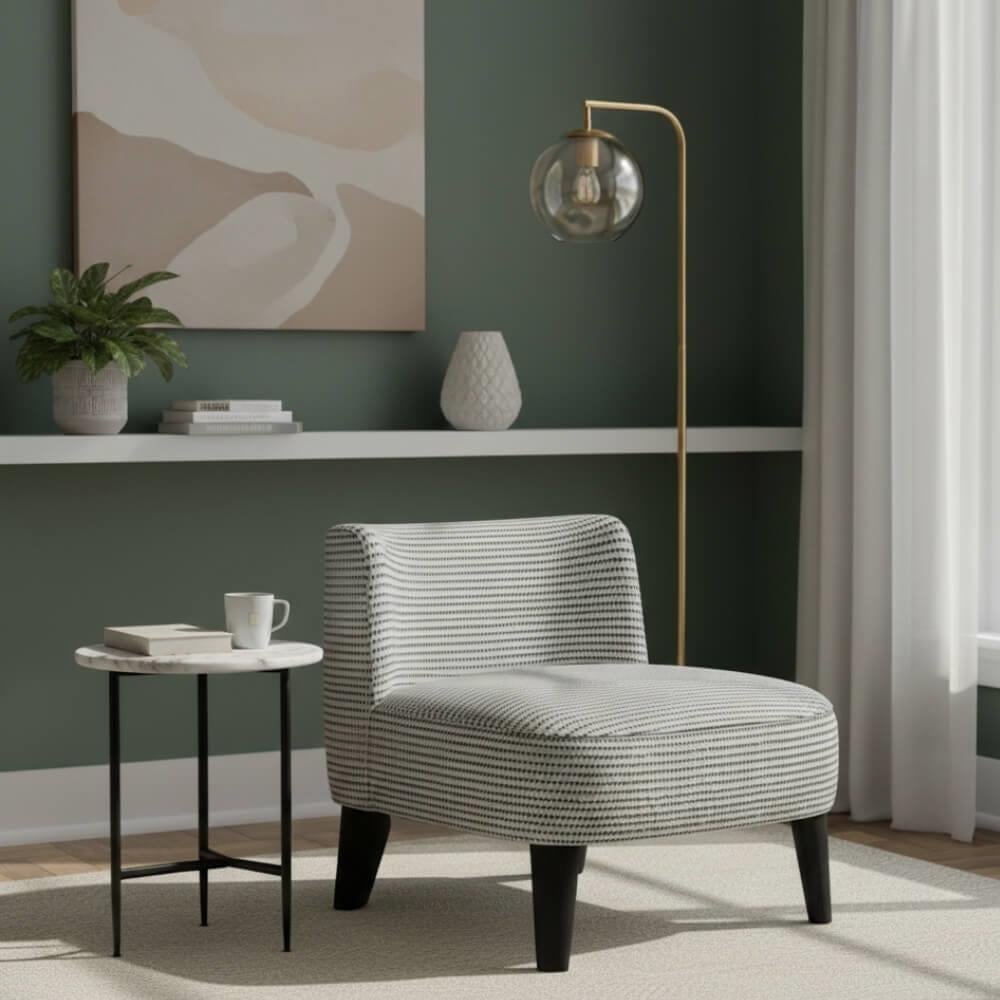 Isabelle Tekli Koltuk-Frame Oak Black - Fabric Flamingo 01 (Luxury) - Ahşap Ayak