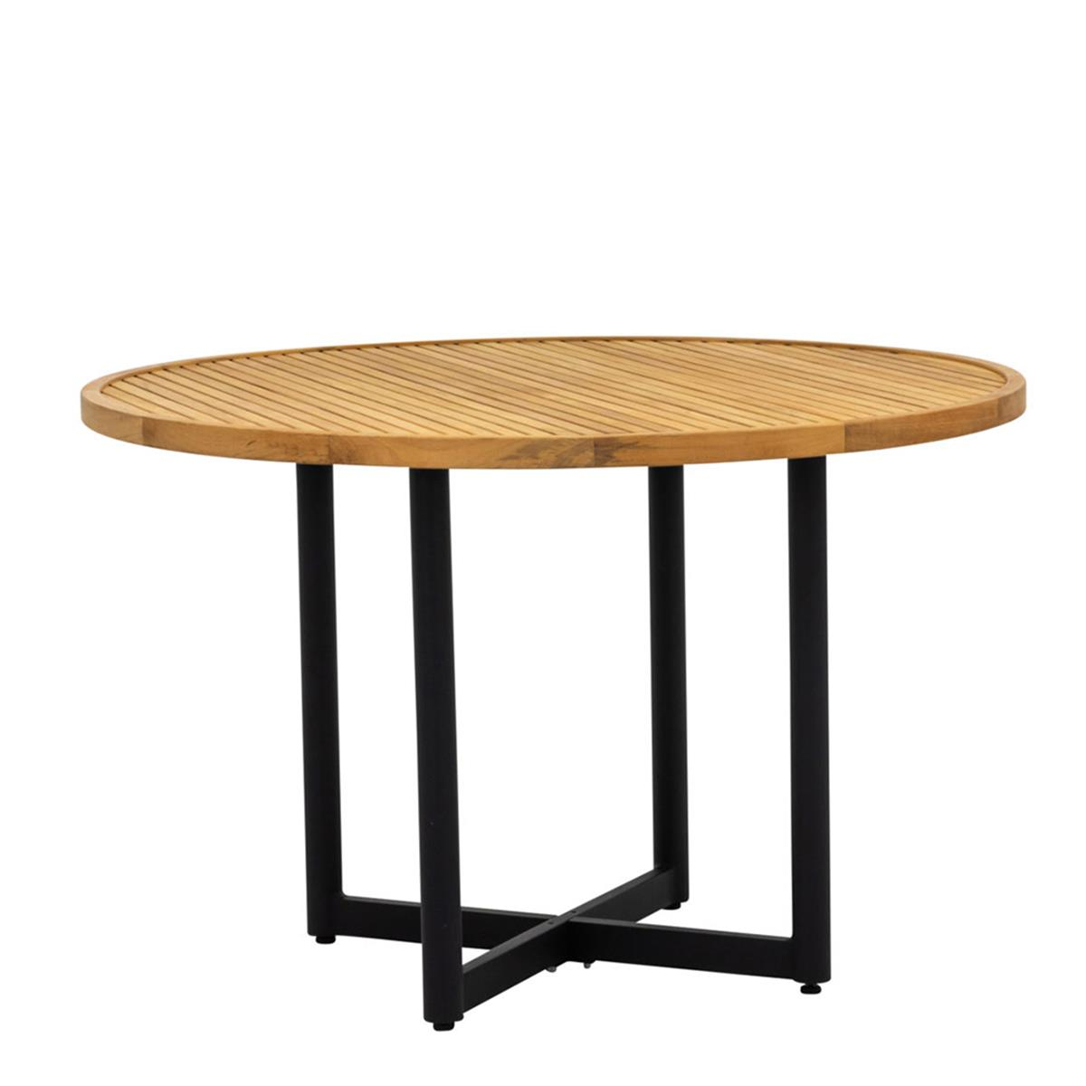 Jakarta Yemek Masası-Black Antique-Top Natural Teak