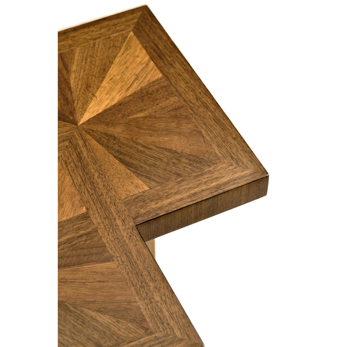 Jc Modern-Eclectic-Double Diamond Bookmatched  Yan Sehpa - Finish-Wal-26-1 (Light Golden Walnut)-Base Antique Brass