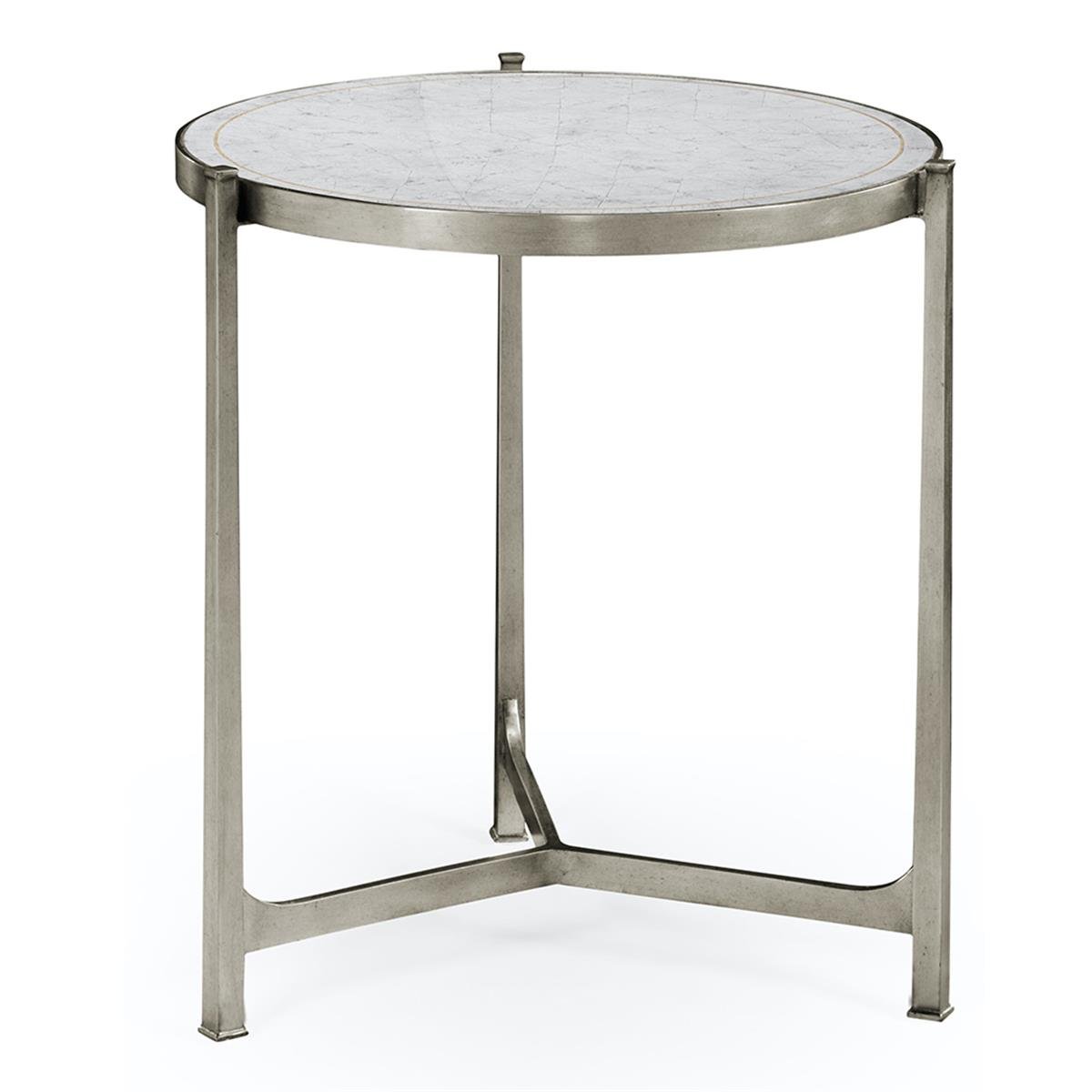 Jc Modern-Luxe Yuvarlak Yan Sehpa - Large - Finish-PAI-26-1 (Gilded Antique Silver-leaf)